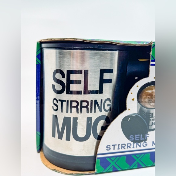 New In Box Self Stirring Insulated Mug w/ Push Button & Lid 11.84 Fluid Ounces - Picture 6 of 13